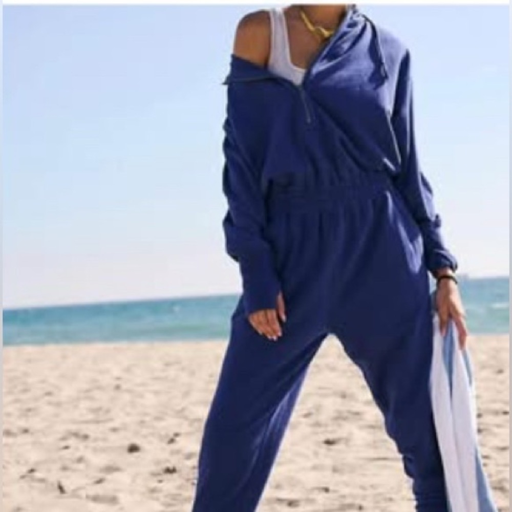NWT Free People Movement Training Day Jumpsuit - Small - l Blue Indigo - Picture 4 of 11